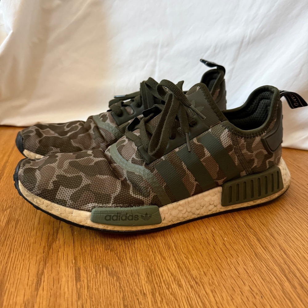 Adidas NMD R1 Duck Camo Olive Green Brown Sneakers D96617 Mens 11.5